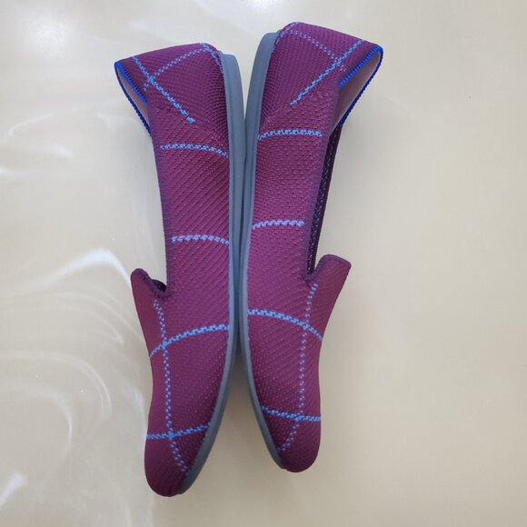 Rothy's The Loafer Women's Burgundy Grid Plaid Slip On Flat Shoes Size 7.5 - Picture 8 of 14